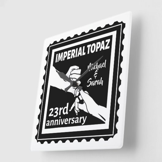 23e trouwdag Imperial Topaz Vierkante Klok (Hoek)