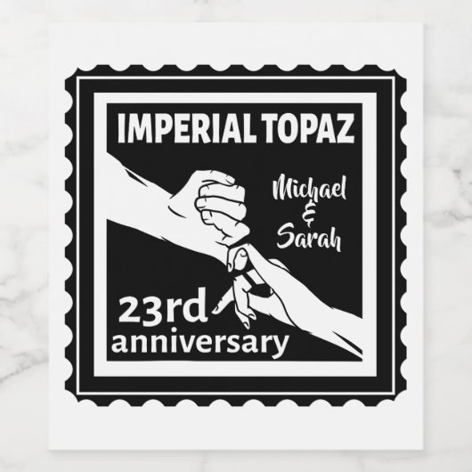 23e trouwdag Imperial Topaz Wijn Etiket (Enkel label)