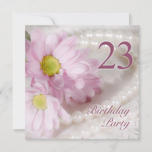 23e uitnodiging van Birthday met daisies (Voorkant)