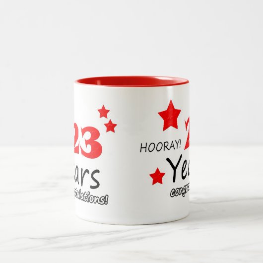 23e verjaardag, 23 jaar bruiloft Jubilea Tweekleurige Koffiemok (Center)