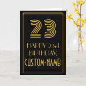 23e verjaardag: Art Deco Geïnspireerde look "23" e Kaart (Gele Bloem)