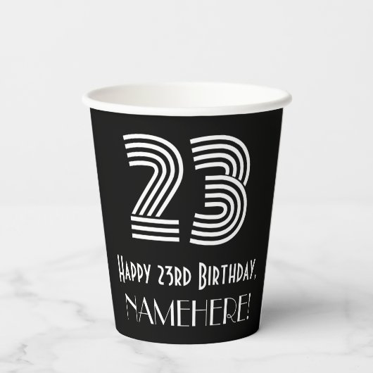 23e verjaardag — Art Deco Geïnspireerde look "23"  Papieren Bekers (Achterkant)