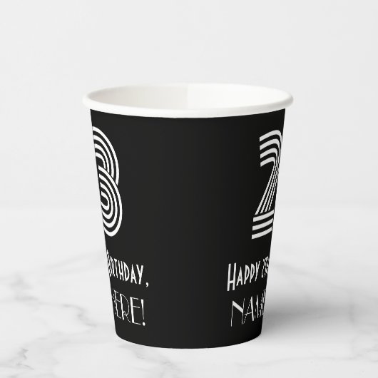 23e verjaardag — Art Deco Geïnspireerde look "23"  Papieren Bekers (Links)