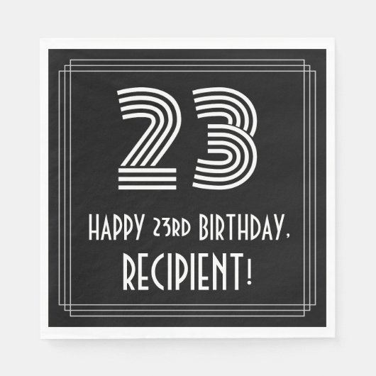 23e verjaardag: Art Deco Geïnspireerde look "23" + Servet (Voorkant)