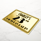 23e verjaardag — Art Deco look "23" + Naam Folie Uitnodiging (Gedraaid)