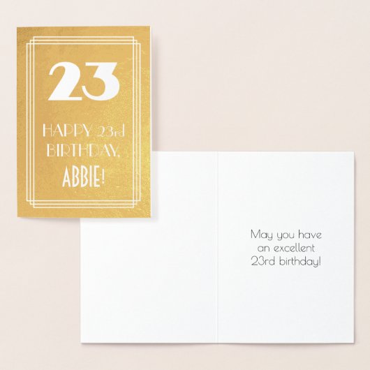23e Verjaardag ~ Art Deco stijl "23" & aangepaste Folie Kaarten (Display)