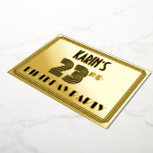 23e verjaardag — Art Deco Style "23" en naam Folie Uitnodiging (Gedraaid)