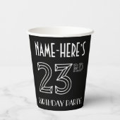 23e verjaardag: Art Deco Style + aangepaste naam Papieren Bekers (Achterkant)