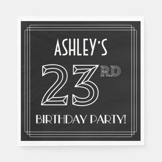 23e verjaardag: Art Deco Style + aangepaste naam Servet (Voorkant)