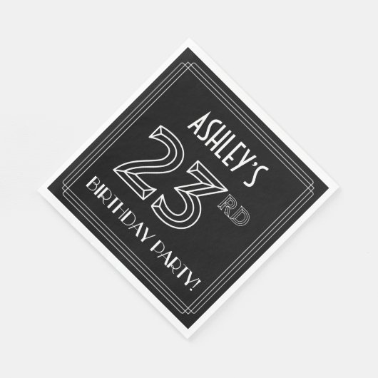 23e verjaardag: Art Deco Style + aangepaste naam Servet (Hoek)