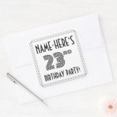 23e verjaardag: Art Deco Style + aangepaste naam Vierkante Sticker (Envelop)