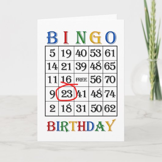 23e verjaardag Bingo kaart (Voorkant)
