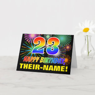 23e verjaardag: Dapper, Leuk, Vuurwerk, Regenboog Kaart