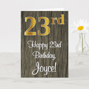 23e verjaardag: Elegant Faux Gold Look #, Faux Woo Kaart