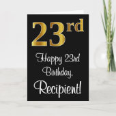 23e verjaardag ~ Elegant Luxe Faux Gold Look # Kaart (Voorkant)