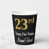 23e verjaardag - Elegante luxe Faux Gold look # Papieren Bekers (Achterkant)