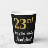 23e verjaardag - Elegante luxe Faux Gold look # Papieren Bekers (Voorkant)