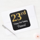 23e verjaardag - Elegante luxe Faux Gold look # Vierkante Sticker (Envelop)