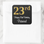 23e verjaardag - Elegante luxe Faux Gold look # Vierkante Sticker (Tas)