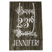 23e verjaardag: Fancy, Faux Wood Kijk + Aangepaste Medium Cadeauzakje (Achterkant)