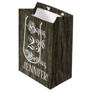 23e verjaardag: Fancy, namaak houten uitzicht + aa Medium Cadeauzakje