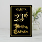 23e verjaardag — Fancy script en aangepaste naam Folie Uitnodiging (Staand Voorkant)