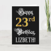 23e verjaardag — Fancy script; Faux Gold Kijk; naa Kaart (Voorkant)