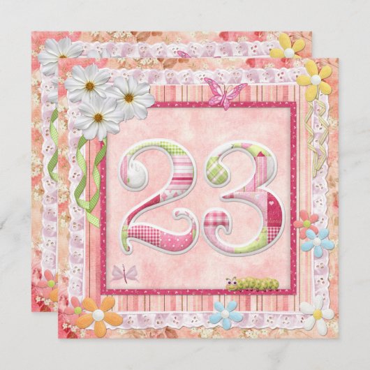 23e verjaardag feest scrapbooking stijl kaart (Voorkant / Achterkant)