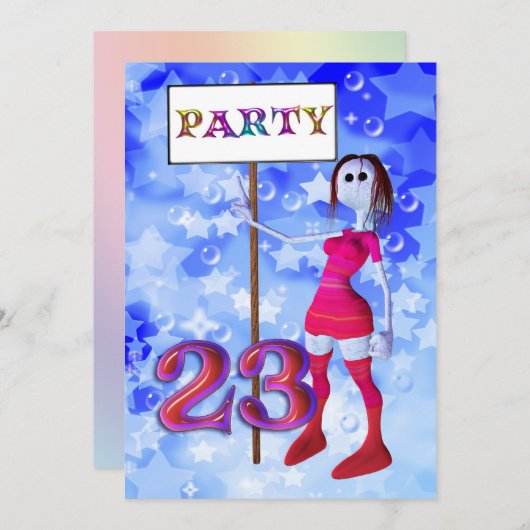 23e verjaardag feest teken bord uitnodiging (Voorkant / Achterkant)