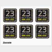 23e verjaardag: Floral Flowers Number, Custom Name Vierkante Sticker (Vel)