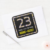 23e verjaardag: Floral Flowers Number, Custom Name Vierkante Sticker (Envelop)