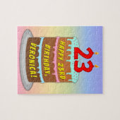 23e verjaardag: Fun Cake and Candles + Custom Name Legpuzzel (Horizontaal)