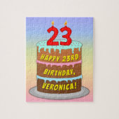 23e verjaardag: Fun Cake and Candles + Custom Name Legpuzzel (Verticaal)