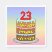 23e verjaardag: Fun Cake and Candles + Custom Name Servet (Voorkant)