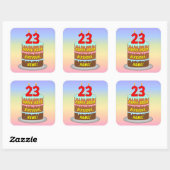 23e verjaardag: Fun Cake and Candles + Custom Name Vierkante Sticker (Vel)