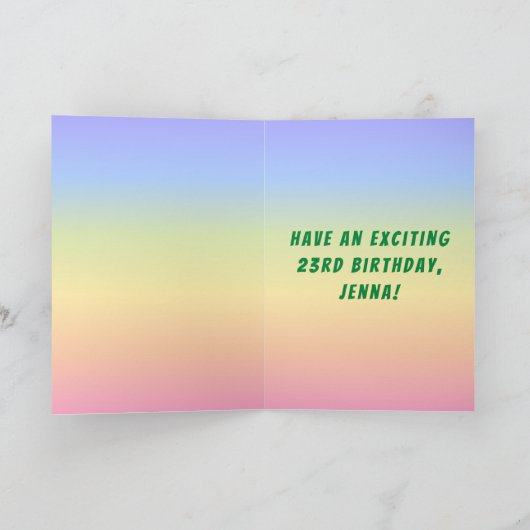 23e verjaardag — Fun Cake & Candles, w/ Eigen naam Kaart (Binnen)