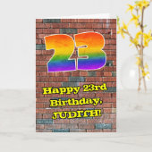 23e verjaardag: Fun Graffiti-geïnspireerde regenbo Kaart (Gele Bloem)