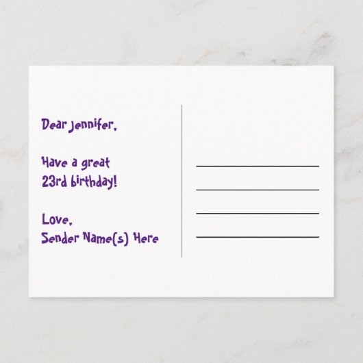 23e verjaardag: Fun Hearts-patroon, Regenboog 23 Briefkaart (Achterkant)