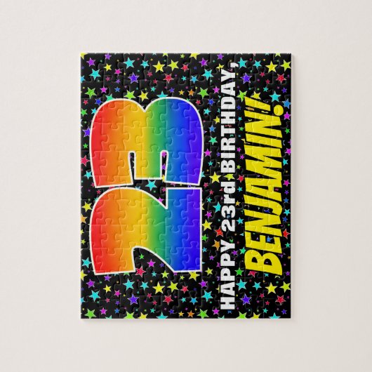 23e verjaardag — Fun, kleurrijk Star Field Pattern Legpuzzel (Verticaal)