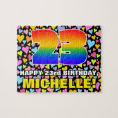 23e verjaardag — Fun, liefhebbende hartvormen + "2 Legpuzzel (Horizontaal)