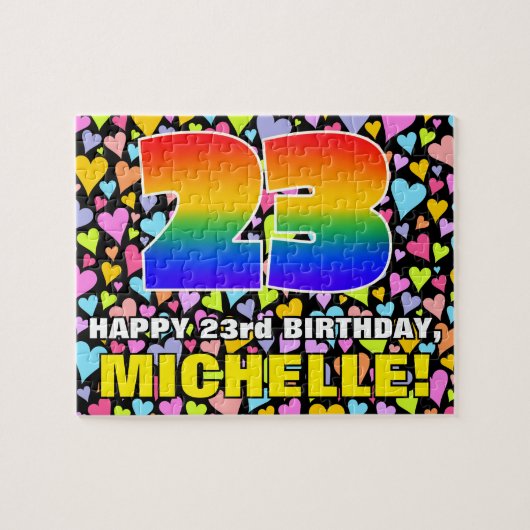 23e verjaardag — Fun, liefhebbende hartvormen + "2 Legpuzzel (Horizontaal)