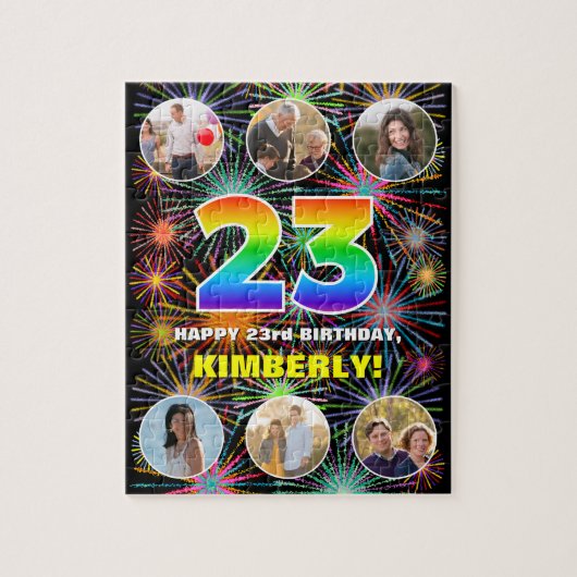 23e verjaardag: Fun Rainbow #, aangepaste naam + f Legpuzzel (Verticaal)
