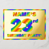23e verjaardag - Fun, regenboogspectrum "23" Folie Uitnodiging (Voorkant)