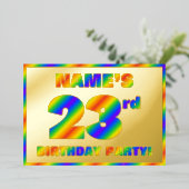 23e verjaardag - Fun, regenboogspectrum "23" Folie Uitnodiging (Staand Voorkant)