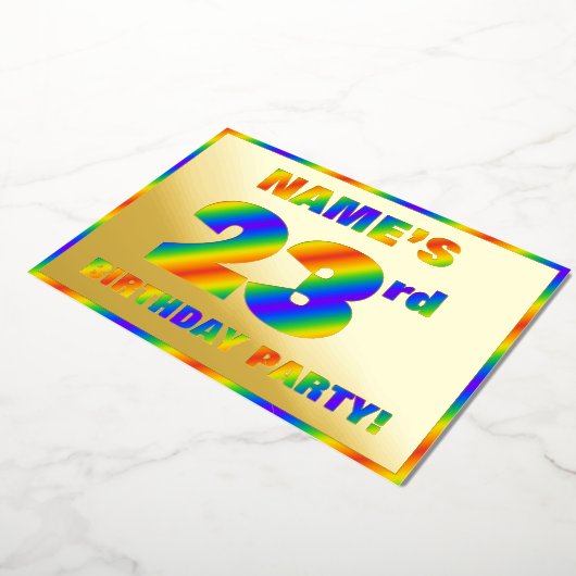 23e verjaardag - Fun, regenboogspectrum "23" Folie Uitnodiging (Gedraaid)