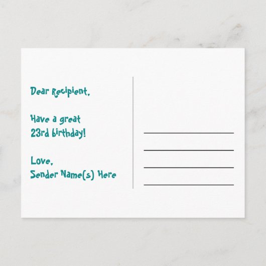 23e verjaardag: Fun Stars Pattern, Rainbow 23, Naa Briefkaart (Achterkant)