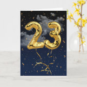 23e verjaardag Gold Mylar ballon en Confetti Card Kaart (Gele Bloem)