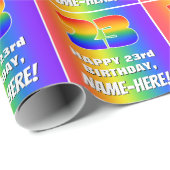 23e verjaardag: kleurrijk, vun regenboogpatroon #  cadeaupapier (Rol Hoek)