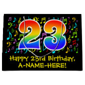 23e verjaardag - Kleurrijke muzieksymbolen, Rainbo Groot Cadeauzakje (Voorkant)