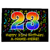 23e verjaardag - Kleurrijke muzieksymbolen, Rainbo Groot Cadeauzakje (Achterkant)